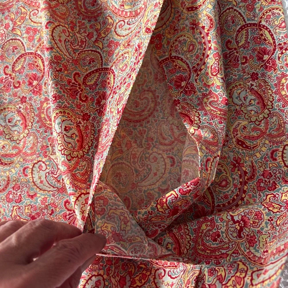 Pottery Barn Red Gold Teal Paisley 100% Cotton Pillowcase